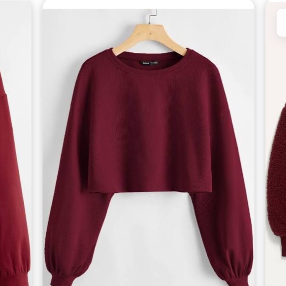Burgundy Cropped Sweatshirt